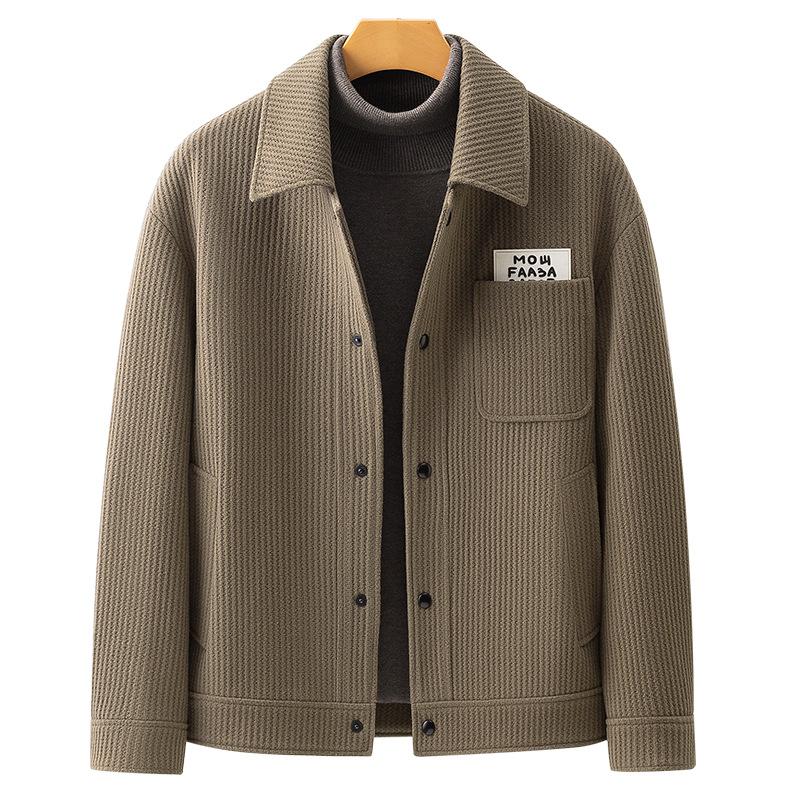 Wool Jacket Men's Autumn and Winter Casual Lapel Tooling Ruffian Handsome Short Versatile Coat Top