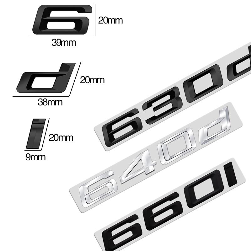 AAAOM1 ABS Emblem Glossy Black Car Sticker Badge Decal Body Trunk Decor for BMW 630i 630d 635d 640i 640d 650i 660d 628i 620i 635i 645i