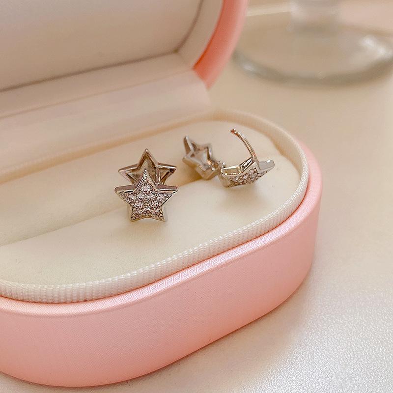 Five-Pointed Star Fashion Earing Hoops Zircon SEarrings For Women Perfect For Daily Wear Anniversary Best Wish