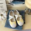 Leather cross belt shallow mouth ballet single shoes women's spring and summer new hollow low heel casual shoes Mary Jane shoes