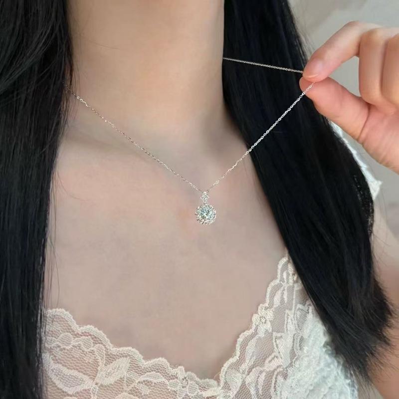 Dainty Female Pendant Necklace Vintage Chain Jewelry for Women Oval Crystal Stone Wedding Necklaces