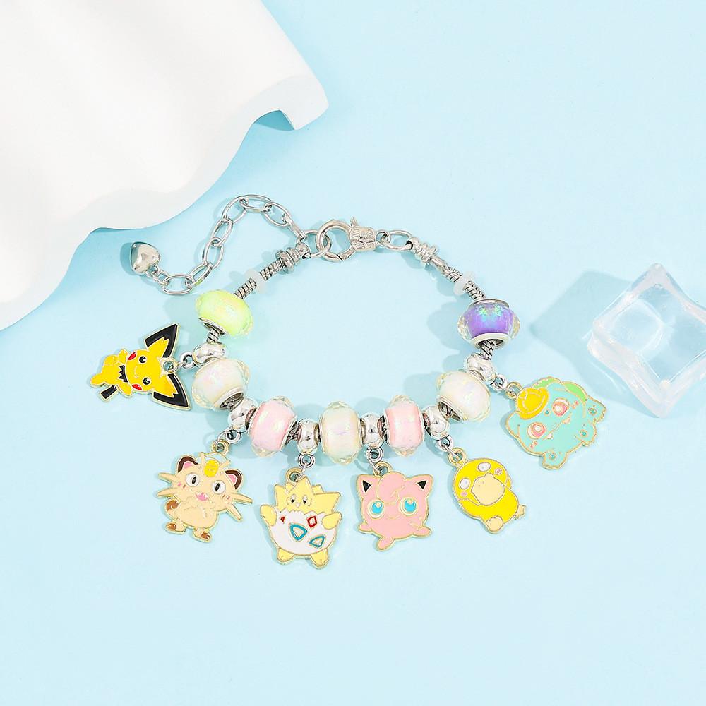Gioielli Cartoon Pikachu Lega di Zinco Braccialetto con Perline Fai da Te Per Regalo