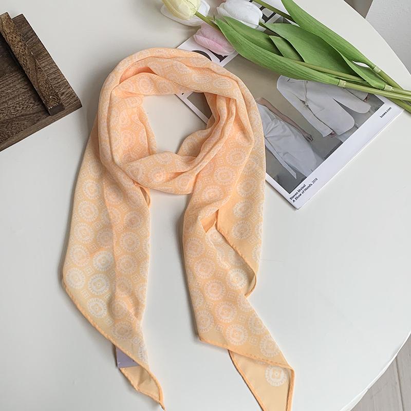 Silk scarf, long strip, high-end feeling, fresh and soft, literary and decorative scarf, scarf, versatile headscarf, headband, silk scarf, waist tie.