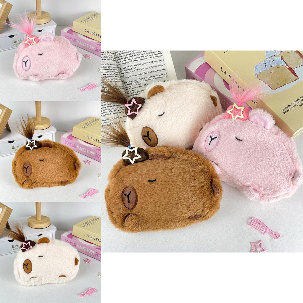 Cute Capybara Plush Pencil Case For School Supplies Storage Bag For Kids