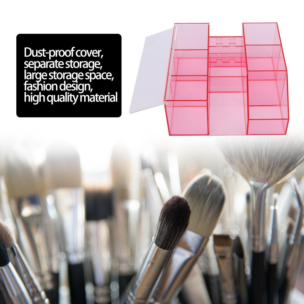 Large Capacity Eyelash Grafting Nail Art Tattoo Tool Storage Box Case Organizer (Pink Transparent)