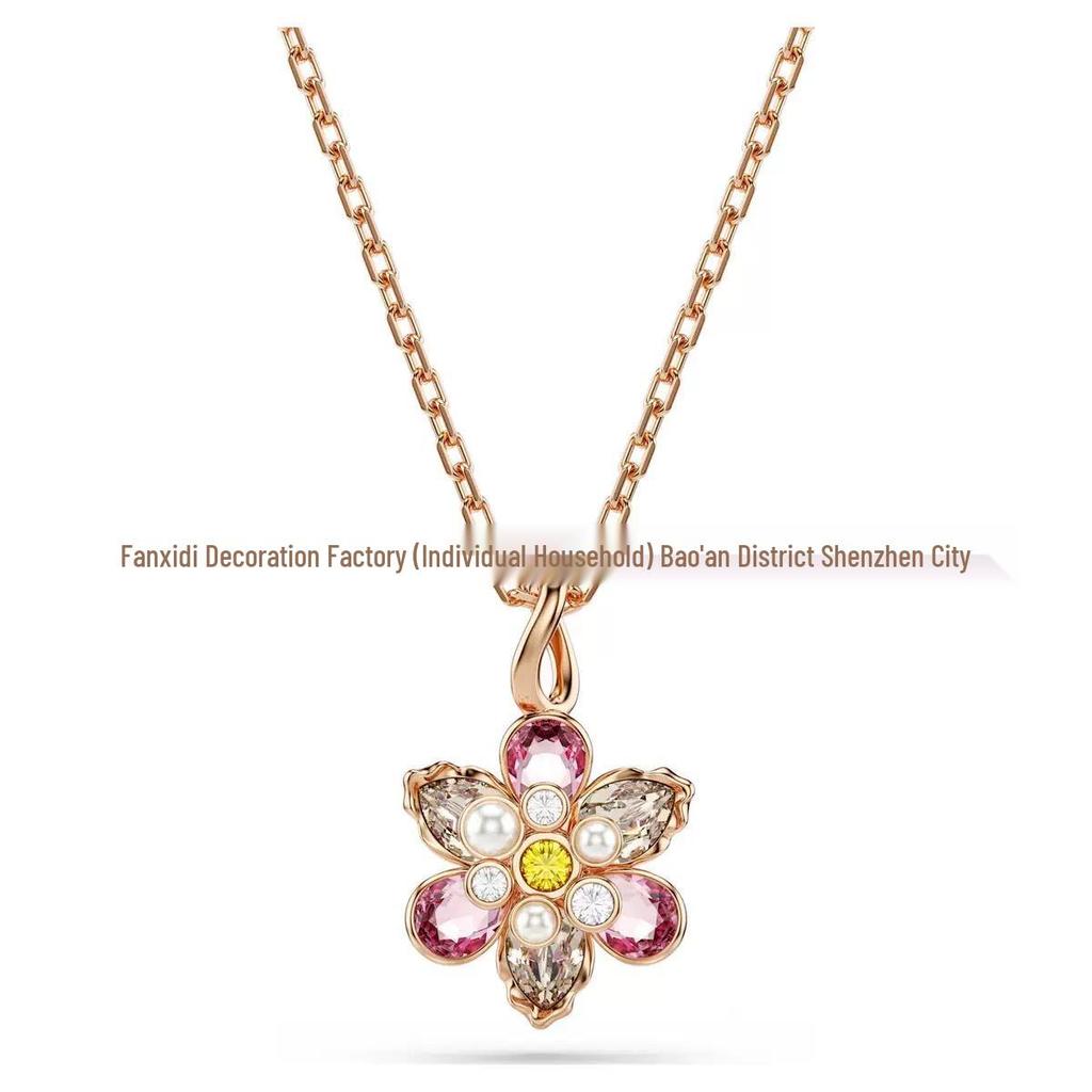 Idyllia Flower Dopamine Jewelry Set: Necklace, Bracelet, Earrings, Ring with Austria Crystals