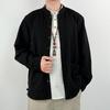 High End Linen Men's Cotton Linen Long Sleeved Shirt Ramie Casual Jacket Stand Up Collar Shirt