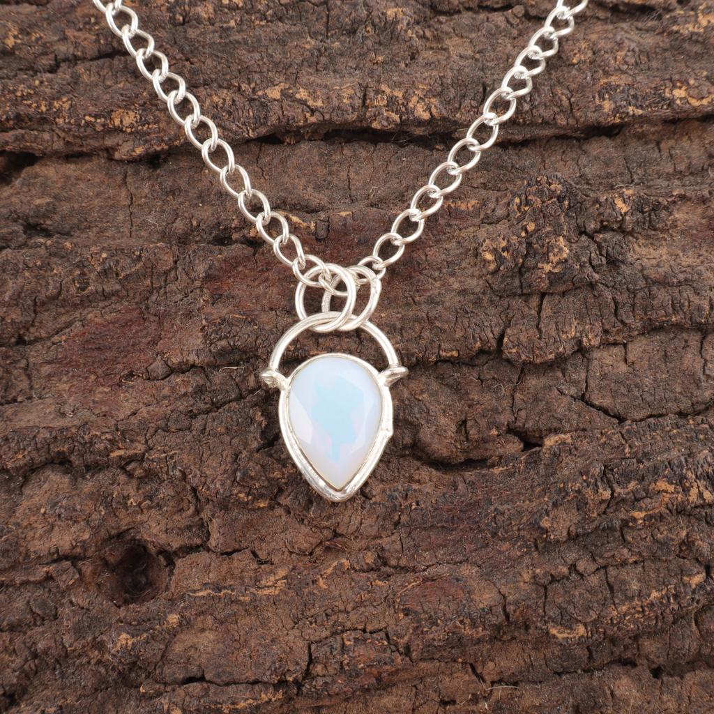 Pear Natural Milky Opal Elegant Best Friend Gift New Pendant 925 Sterling Silver PP-56-17