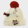 Bow Red Knitted Woolen Hat Warm Thickened Brimless Cap Fashion Big Pullover Hat  Girls