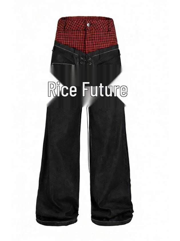 

Unisex Y2K Punk Style Cross-Back Wide Leg Jeans - High Street Casual Fit S