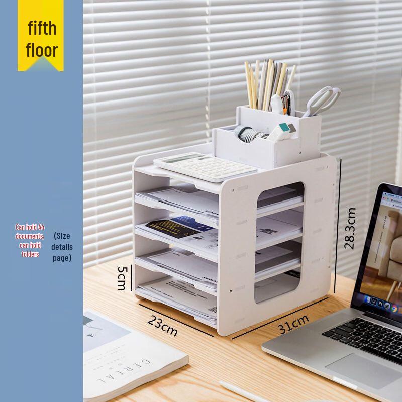 5-Tier Plastic Desktop File Organizer