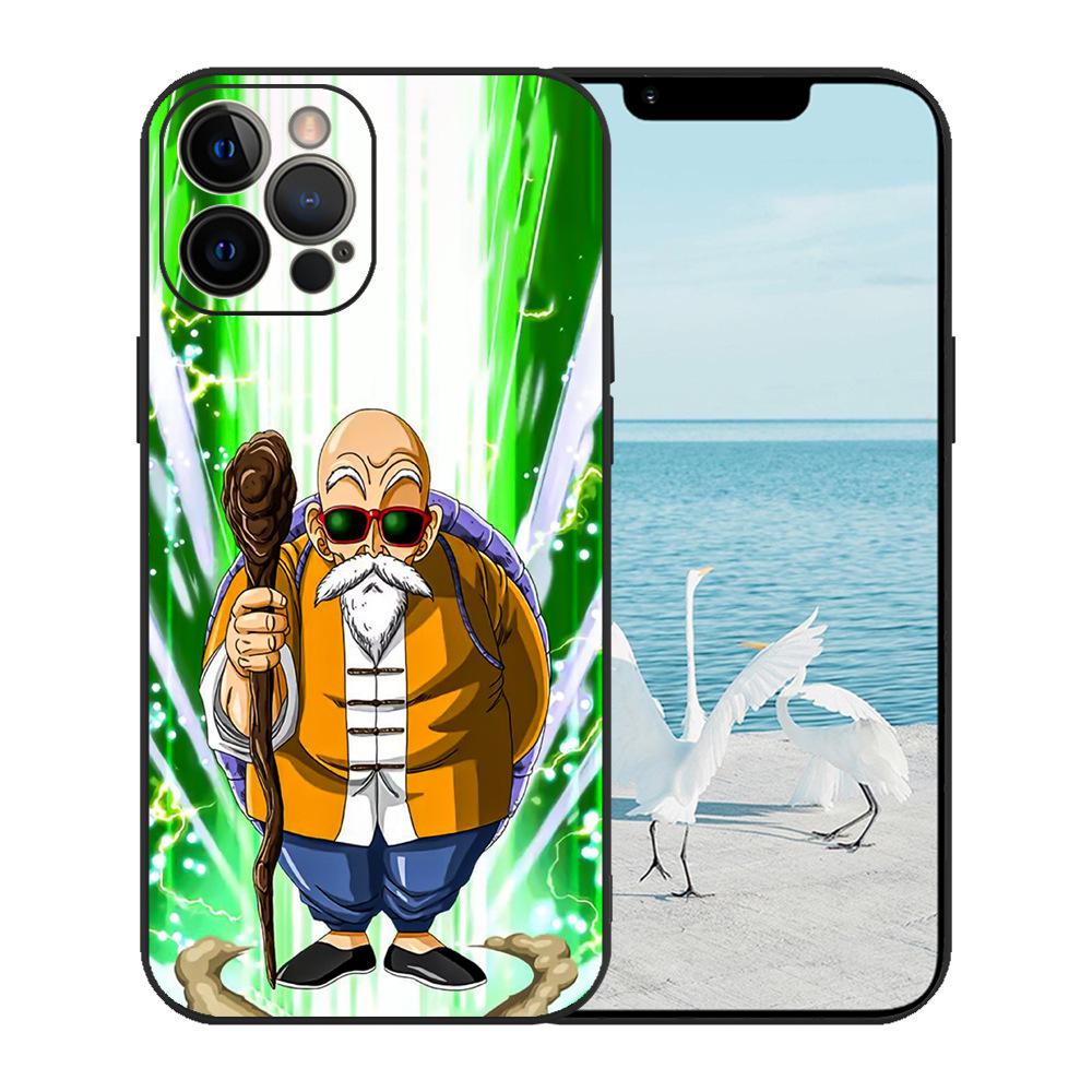 iPhone 15 Black TPU Case with Japanese Anime Painting, One Piece Pattern