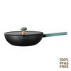 Lanmi Wok Pan With Lid Ceramic Nonstick Frying Pan with Lid Healthy No Teflon Deep Frying Pan Non-toxic Chef's Pan Stir-Fry Pans