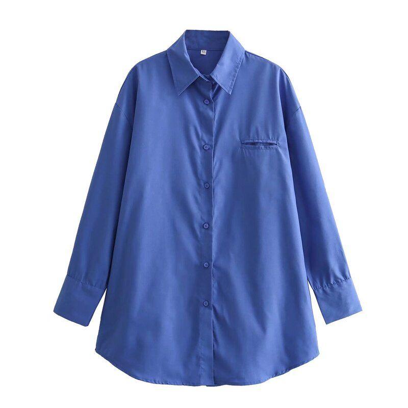 

Fashion Style 2023 New Arrival Women s Clothing Slimming Versatile Long Sleeve Loose Trench Coat Fabric Shirt 8948202 250 Blue L