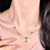 Natural Crystal Stone Rainbow Inlaid Necklace S925 Sterling Silver Collarbone Chain High-end Temperament Fashion Retro Jewelry Gift