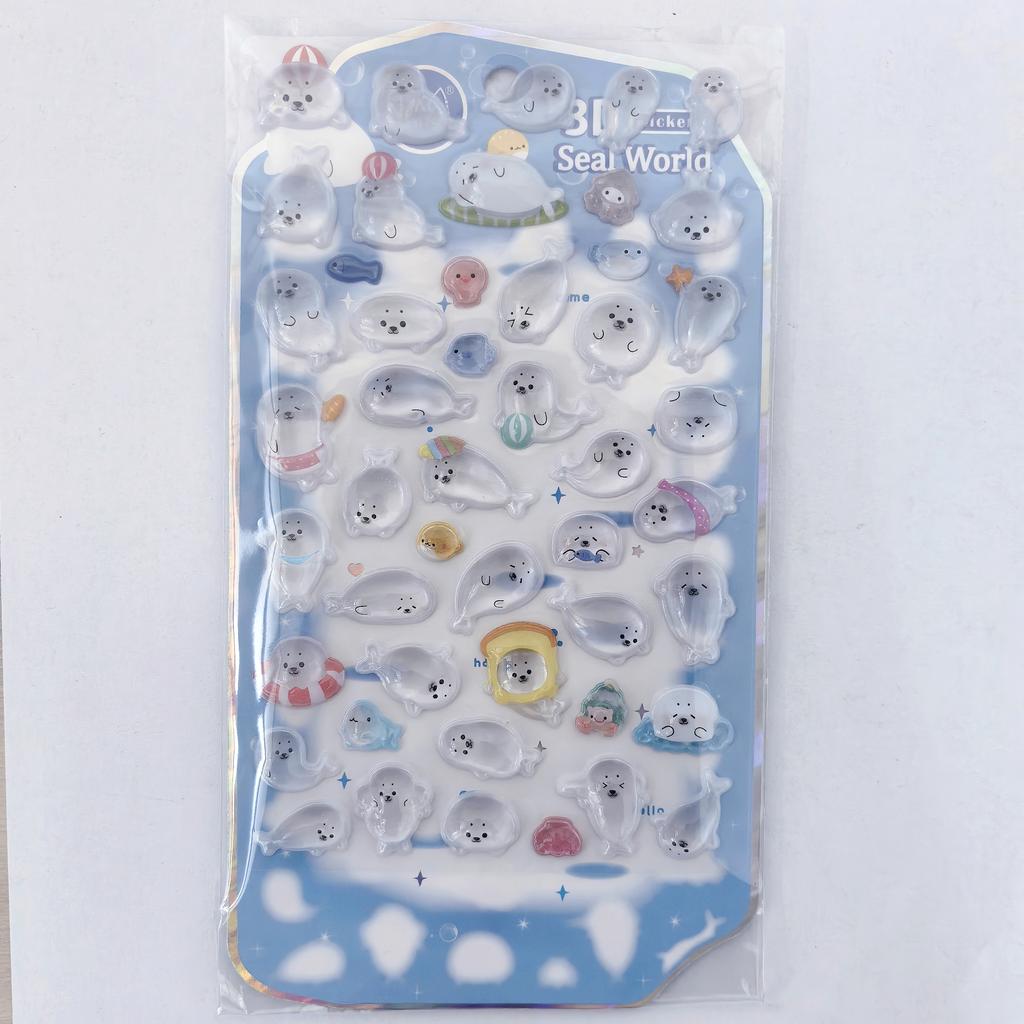NEKONI 3D Animals Penguin Seal World Relief Stickers Scrapbooking DIY Journaling Stationery Diary Cute Stickers School Supply