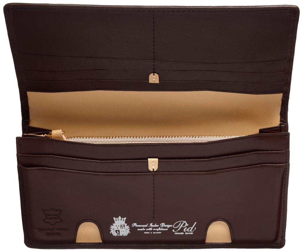 P.I.D. Esterno Mesh Leather Long Wallet, 25224, Chocolate