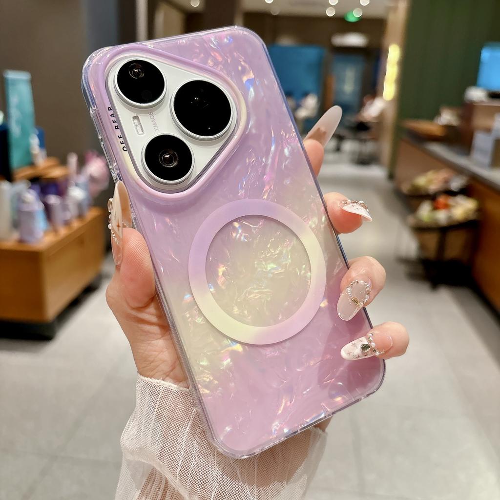 ins simple shell pattern p11pro magnetic blue powder smudge suitable for Huawei p11pro mobile phone case mate11pro