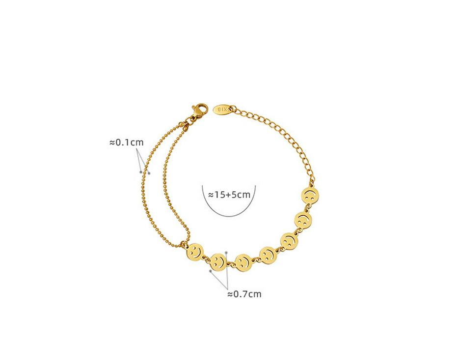 European & American Double Chain Smiley Face Bracelet - Women's Christmas Jewelry, Handmade Titanium Steel, E190