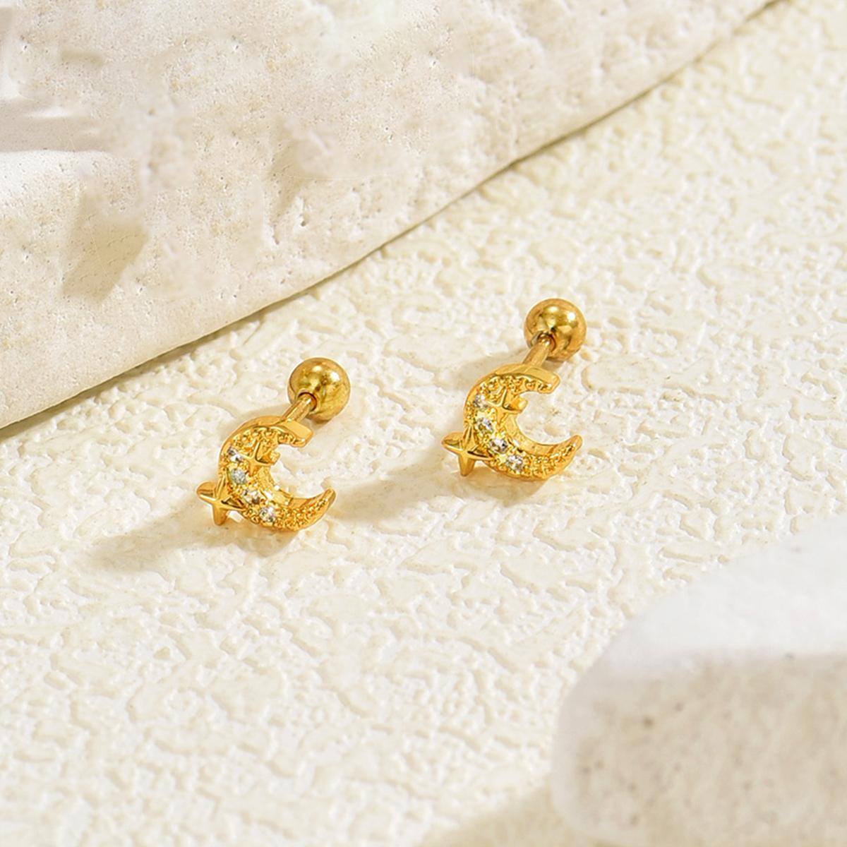Moon Star Stud/Dangle Earrings Women Dainty Zircon Crescent Moon Star Drop Earrings Piercing For Office Daily Wear Jewelry