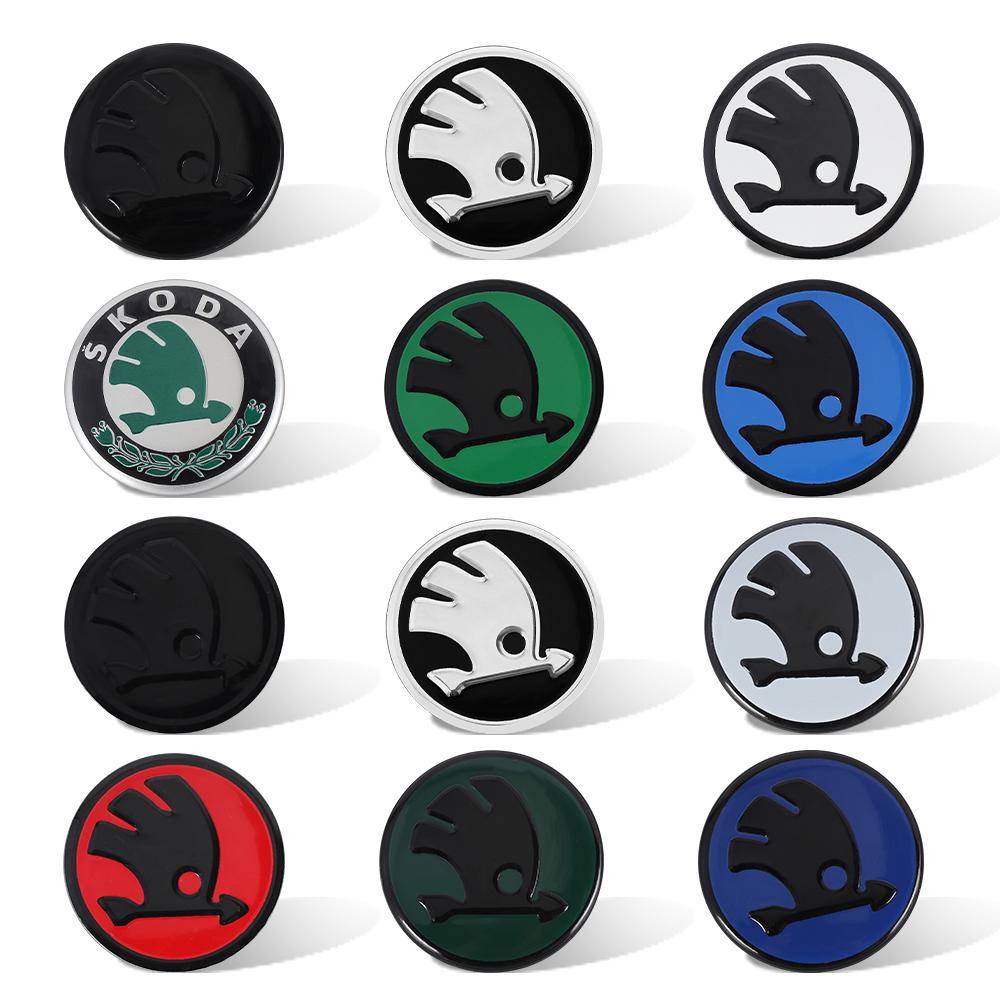 43/44mm Car Emblem Steering Wheel Center Badge Sticker Decal Styling For SKODA Fabia Karoq Kodiaq Yeti Rapid Octavia A5 Superb Usbn43