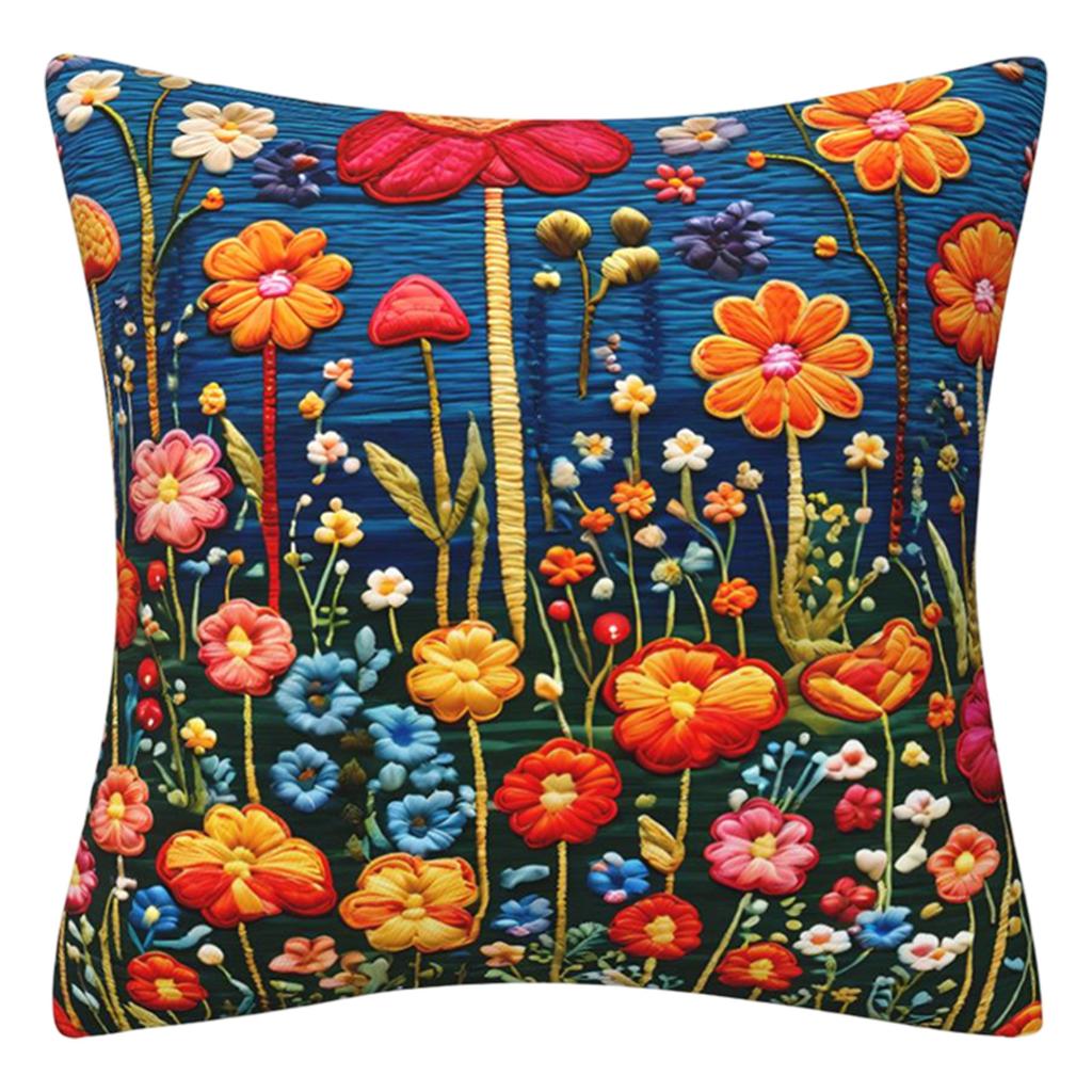 Imitation Embroidery 3D Flower Pillowcase For Spring And Summer, Fashionable And Sofa Cushion Cover