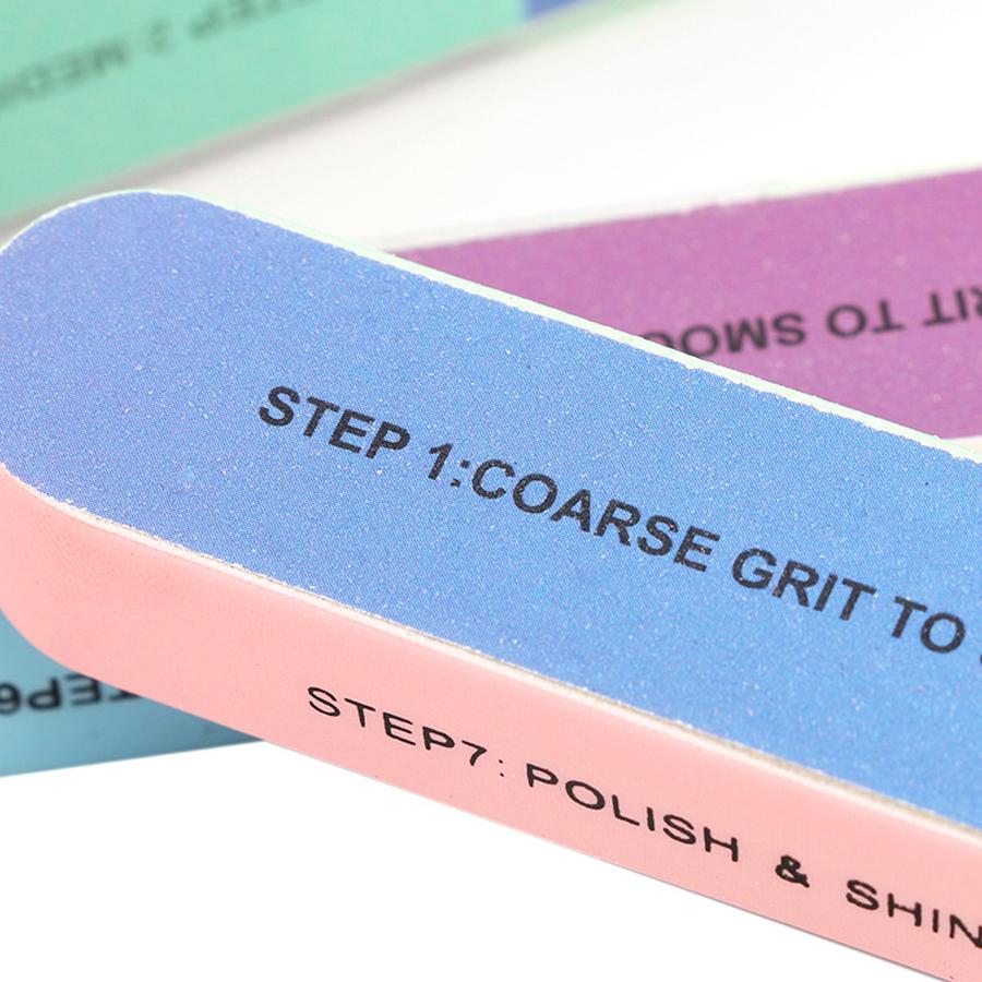 2 Pieces 7-Sided EVA Sponge Nail Buffers, Multicolor Foam Polishing Blocks for Manicure, Nail Care and Shaping