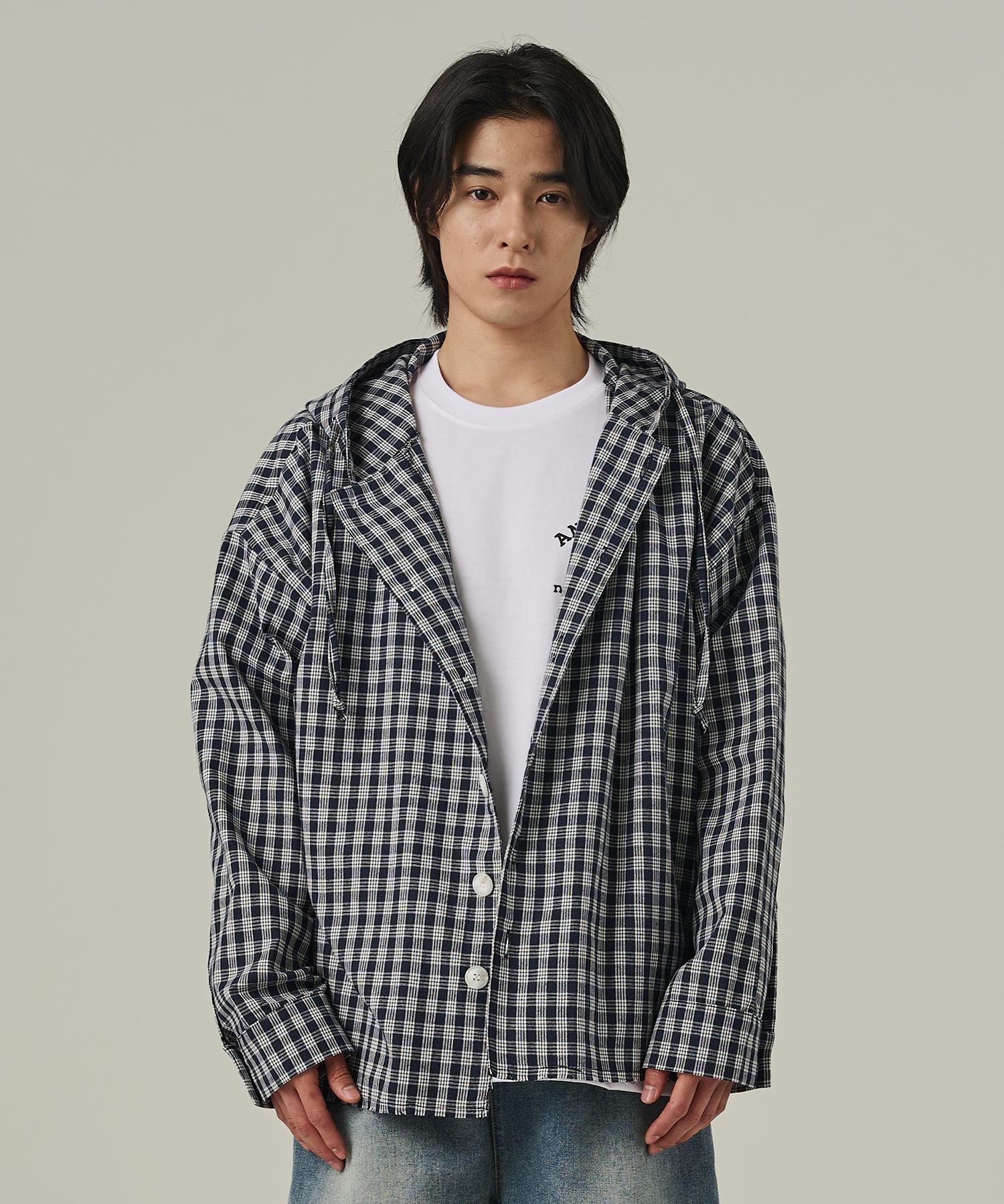 Analog Mood Tartan Check Hoodie (Navy) Free