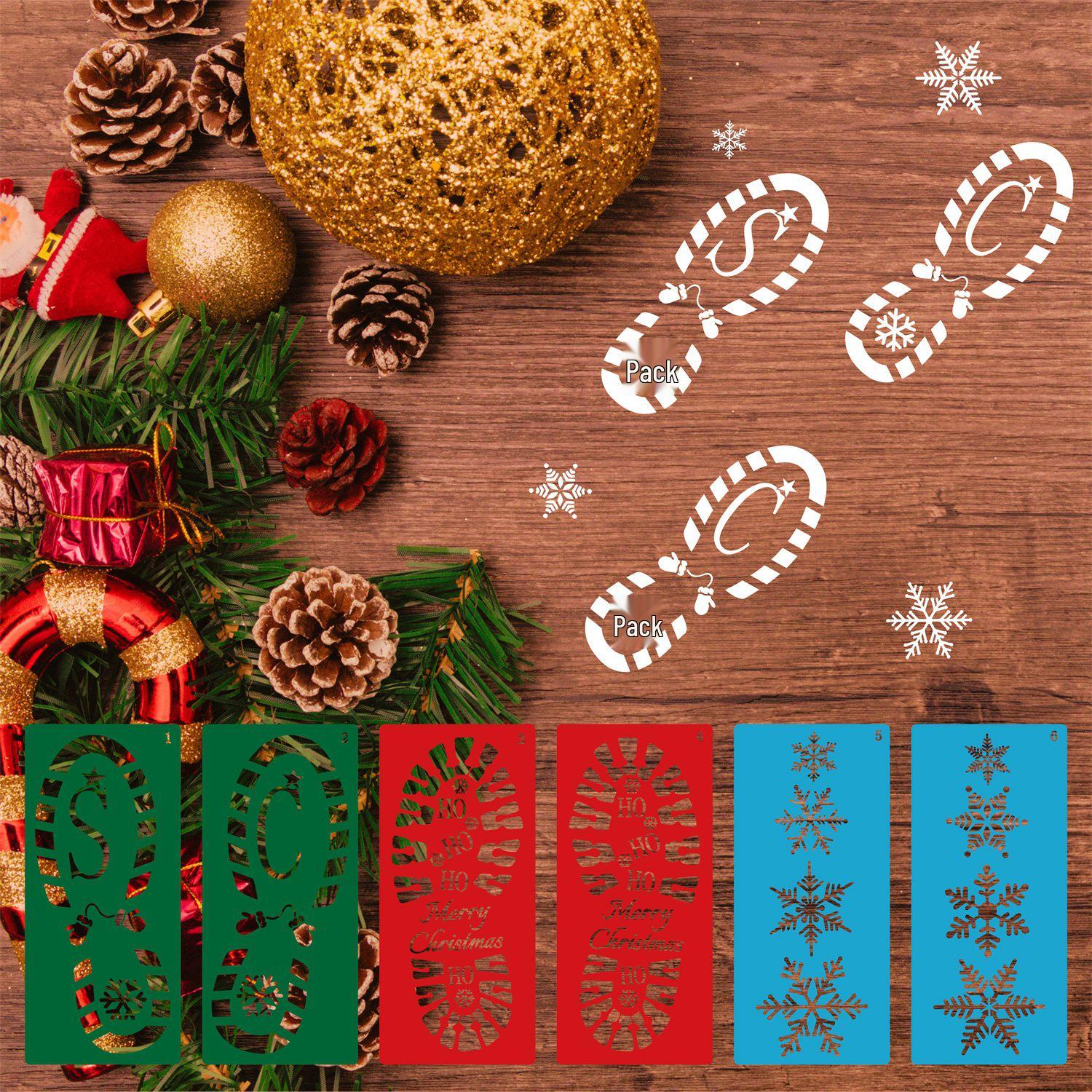 Santa Footprint Snowflake Template - DIY Christmas Floor & Wall Decoration