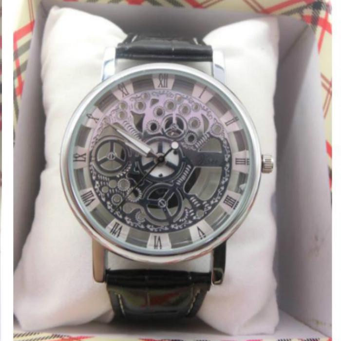 Luxury Stainless Steel Quartz Military Sport Leather Band Dial Hollow Wrist Watch JRY