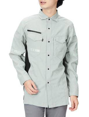 COCOS Nobuoka A-7078 Stretch Långärmad Skjorta, Silver, Storlek 5L