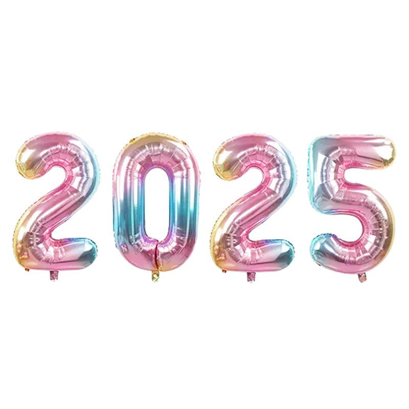 Digital Balloon 2025 Aluminum Film Set New Year'S Decoration Arrangement 16 Inches 32 Inches 40 Inches Digital Combination Independent Packaging
