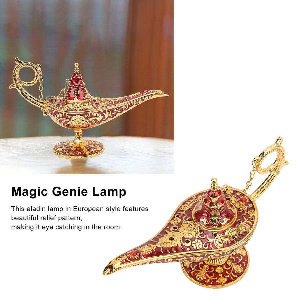 Magic Genie Lamp Red Zinc Alloy Antioxidant Fadeless Relief Pattern European Style Aladin Lamp for Home Decor