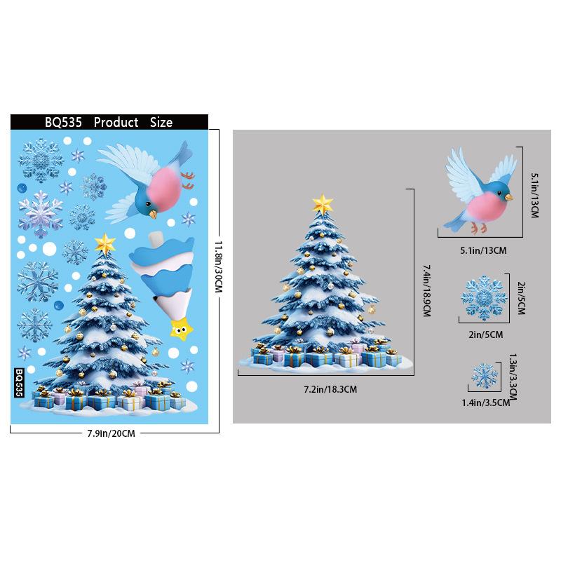 Christmas Snowflake Elk Snowman Glass Sticker Noel Ornaments Xmas Wall Stickers Merry Christma Decor Happy New Year Sticker