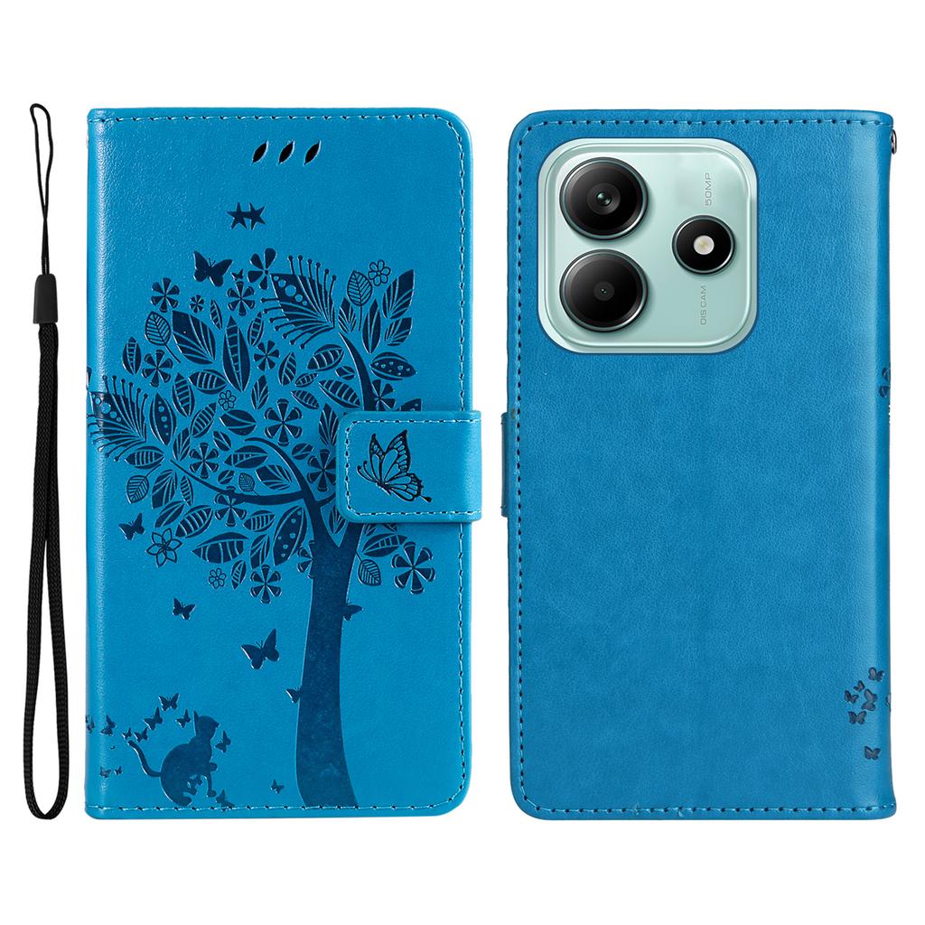 For Xiaomi Redmi Note 14 5G Phone Case with Stand Cat Tree Pattern Leather Wallet Mobile Cover