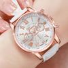 4PCS Women's Watches Fashion Leather Band Roma Dial Quartz Watch
