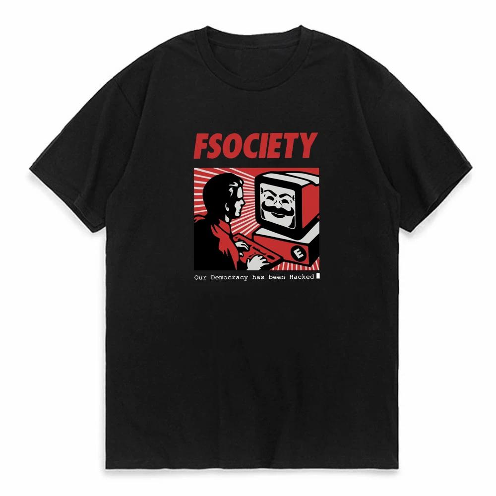 Vintage Vtipné Tričko Mr Robot Unisex 100% Bavlna Fsociety Tričko Krátký Rukáv F Society Hacker Tričko Vrcholy Geeki Tričko Oblečení Dárek