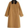 Yinman Color-Block Lapel Alpaca Wool Silk Double-Faced Coat