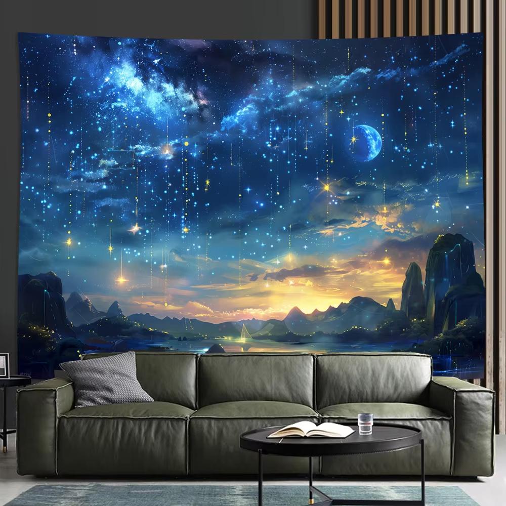 Elegant Starry Sky Tapestry For Home Decor Vibrant Galaxy Design Soft Polyester Fabric FeatherFree And WrinkleResistant