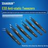 Stainless Steel ESD Anti-static Precision Tweezers Set with Straight, Pointed, Round, and Bent Heads for Electronics