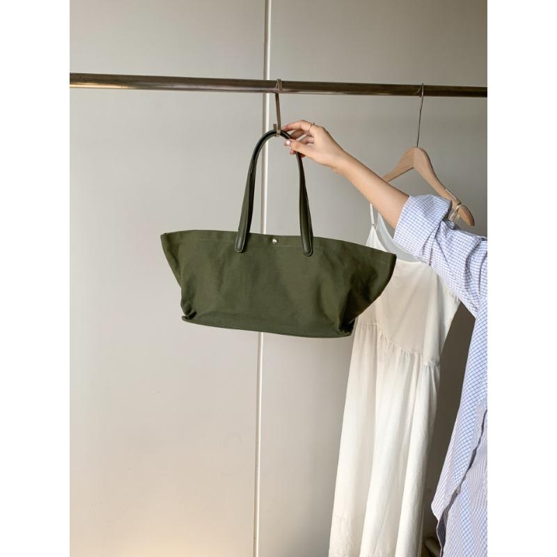 

Новая нишевая сумка, ручная, для поездок на работу, сумка-тоут, женская, однотонная, большой вместимости, холщовая сумка, ветер зелёный