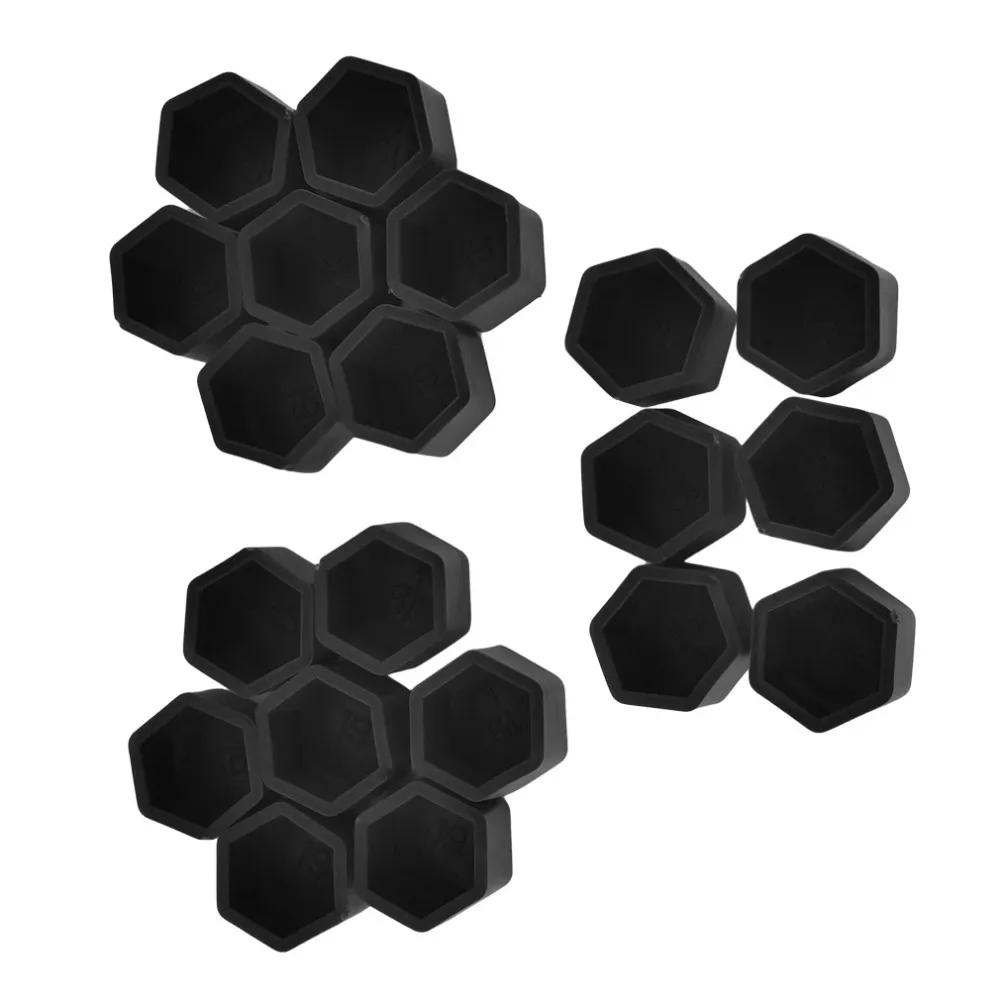 20Pcs/Set 19/21mm 19# 21# Silicone Hollow Hexagonal Screw Cover Car Wheel Hub Caps Tires Exterior Decoration Protecting Black