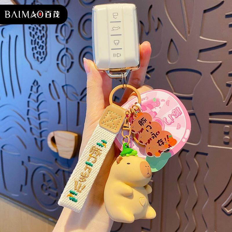Creative Cartoon Sound Kapibara Keychain Cute Buddhist Capybara Doll Toy Doll Keychain Pendant