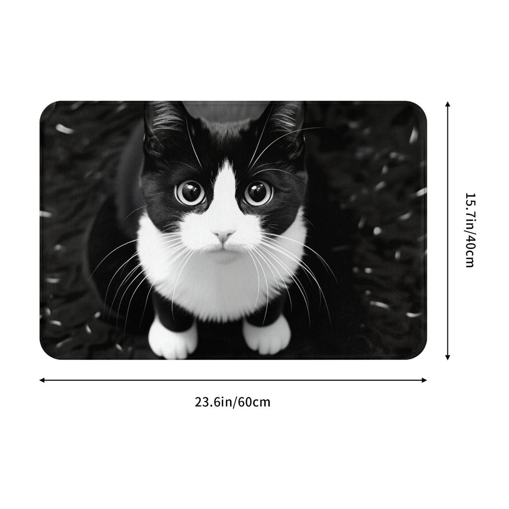 Süße Schwarz-Weiß-Katze Willkommen Boden Tür Bad Küchenmatten Anti-Rutsch Außen Fußmatte Garage Eingang Teppich Fußmatte