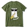 Oversized Casual Tee Clothing Streetwear Unisex 100 Cotton Funny Cat Shirt Saxophone Music Gift Men TShirt