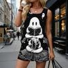 Women Summer Casual Two Piece Set Sleeveless Tank Top with Square Neck and Printed Shorts with Pockets Lightweight Lounge Wear