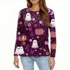 Women's Fashion Casual Halloween Printed Round Neck Long Sleeve Pullover Top