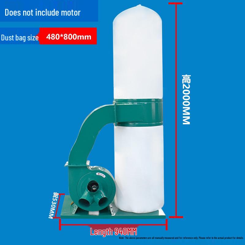 Industrial Woodworking Dust Collector: High-Power Vacuum with Bag Filter for Workshop and Engraving Machine.