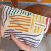 Colorful Stripes Corduroy Cosmetic Bag Portable Travel Aesthetic - Makeup Organizer Pouch