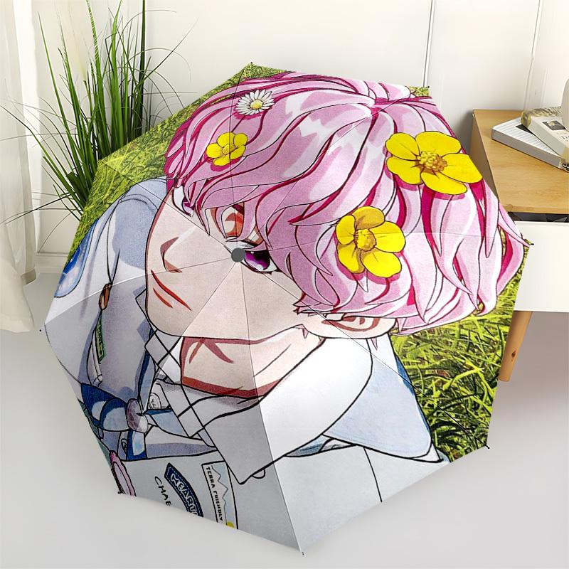 

1pc Outdoor Umbrella with Cute Anime Character Design - Automatic Opening/Closing, Portable 3-Fold Design, 8-Bone Iron Frame - Perfect Gift for F